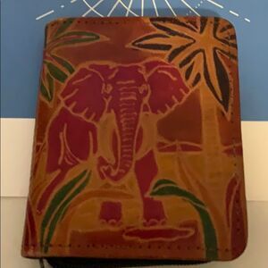 Vintage hand- tooled , hand painted leather wallet made in India